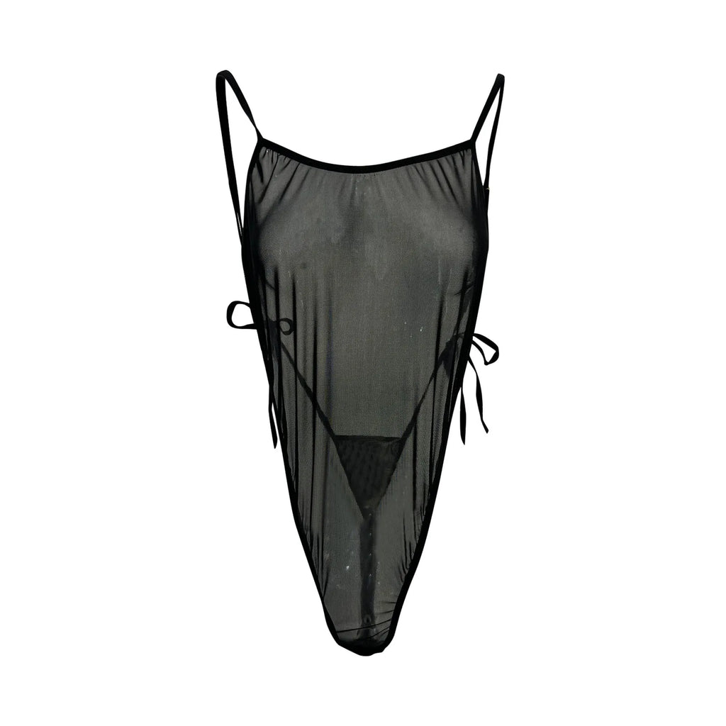 Sexy Backless Mesh Bodysuit – Sleeveless Transparent Strap lingerie for Women