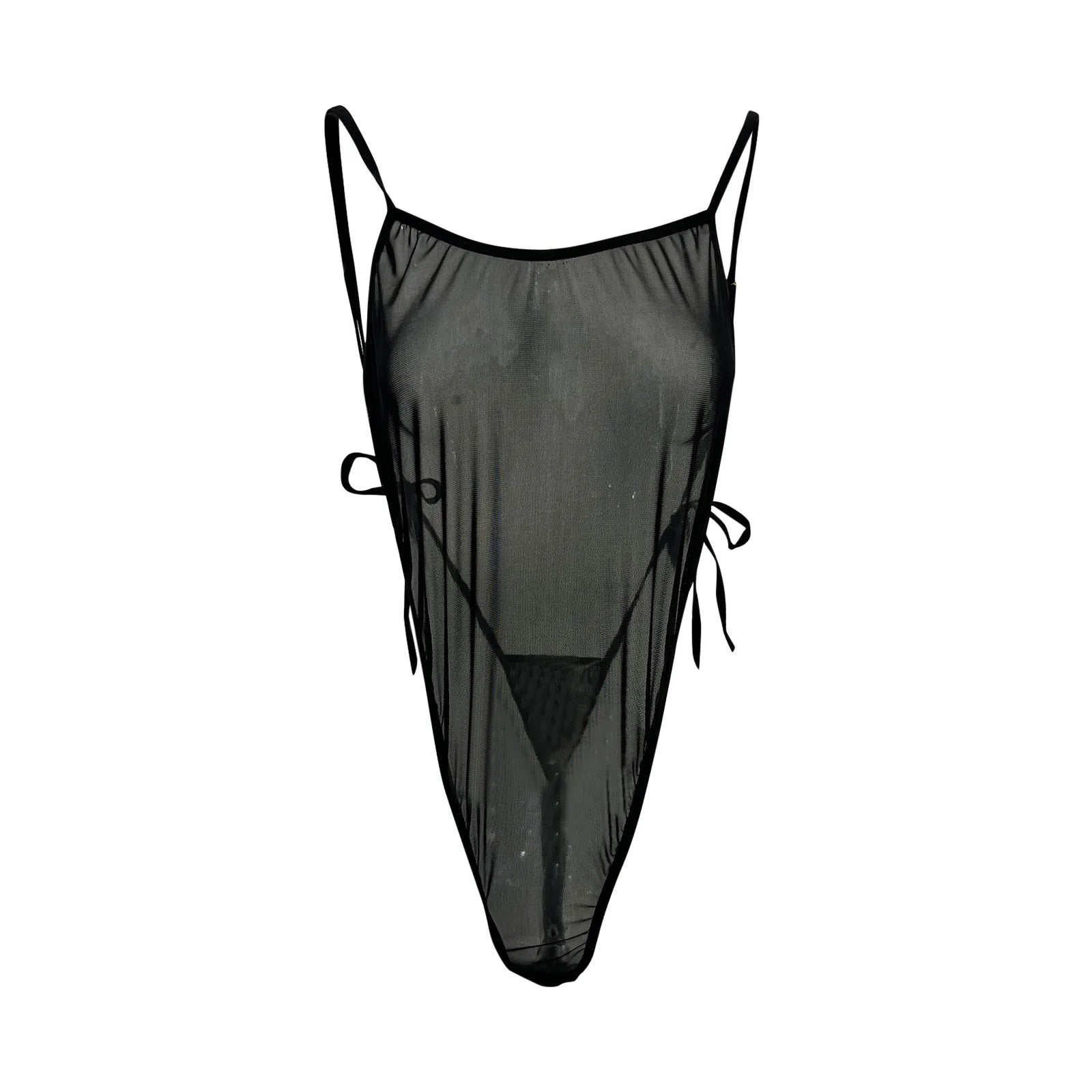 Sexy Backless Mesh Bodysuit – Sleeveless Transparent Strap lingerie for Women