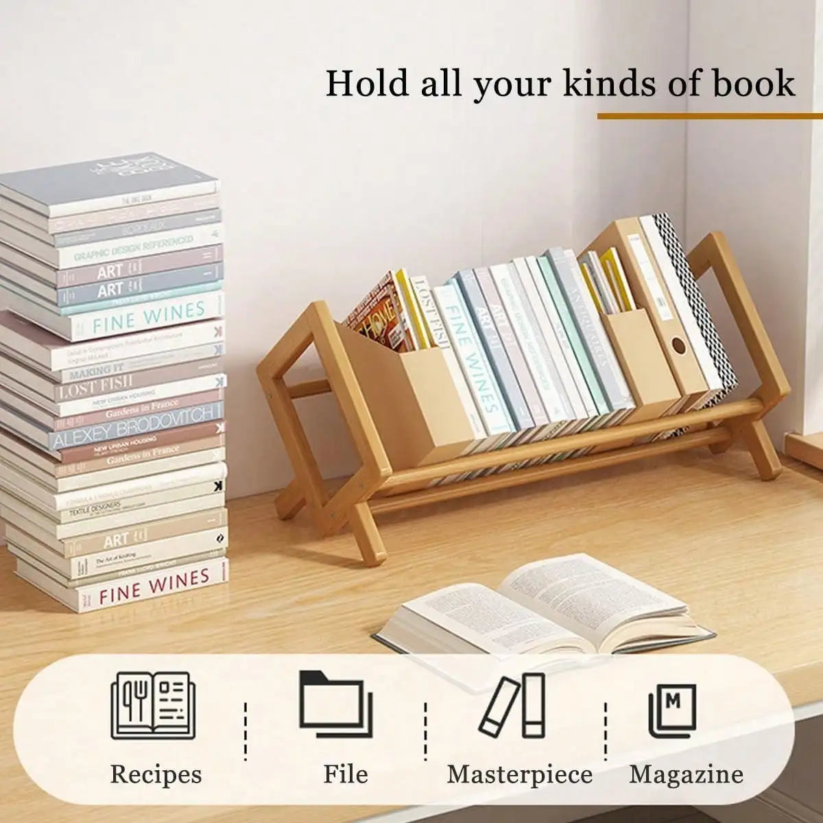 Bamboo Desktop Bookshelf – Decorative Desk Shelf