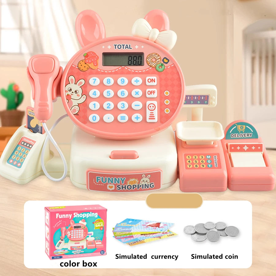 Simulation Supermarket Cash Register Set With Calculator Parent-child Interactive Play House Toy
