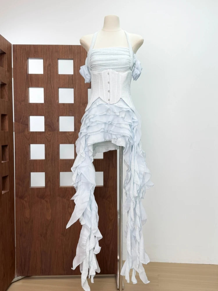 Women's Halter Ruffle Corset Mini Dress