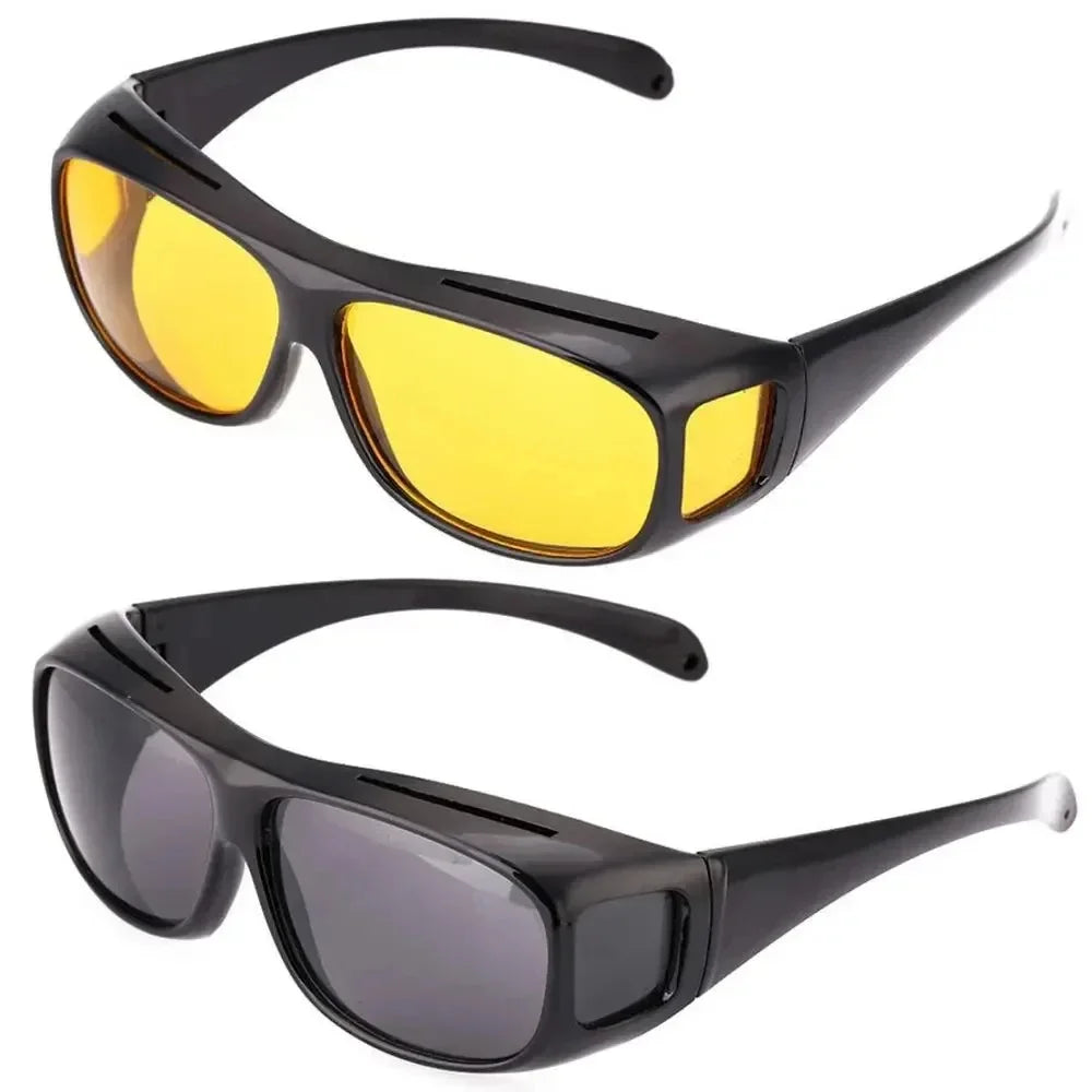 Unisex Night Vision Driving Glasses Fit Over Prescription Glasses Anti Glare Yellow Lens Protection Car Driver Sunglasses Safety