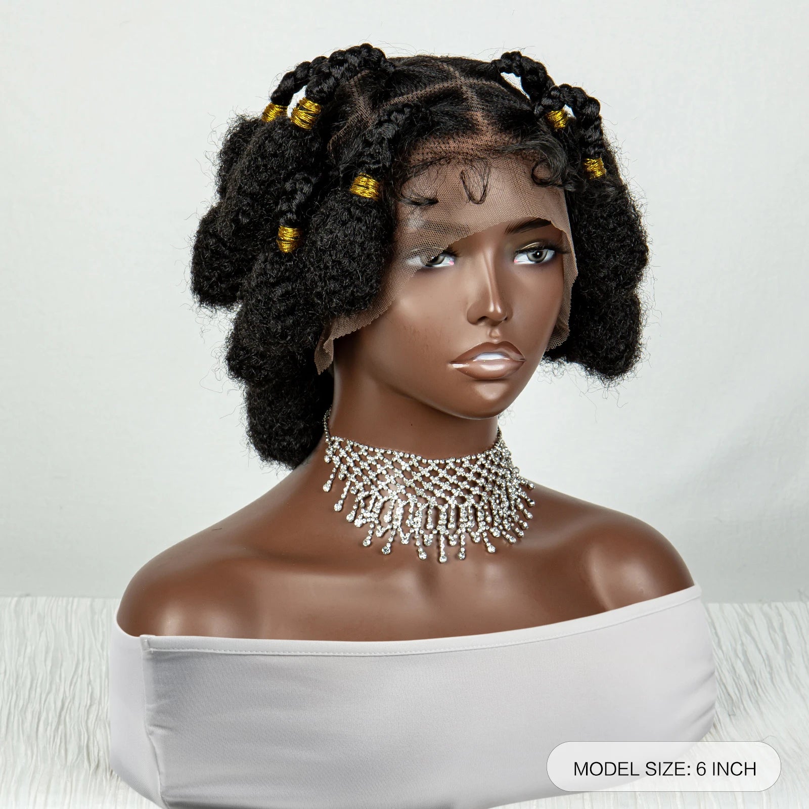 Synthetic Handmade Bantu Braided Wigs Full Lace Knotless Braided Lace Wig Short Braiding Hair Wig with Baby Hair for Black Women