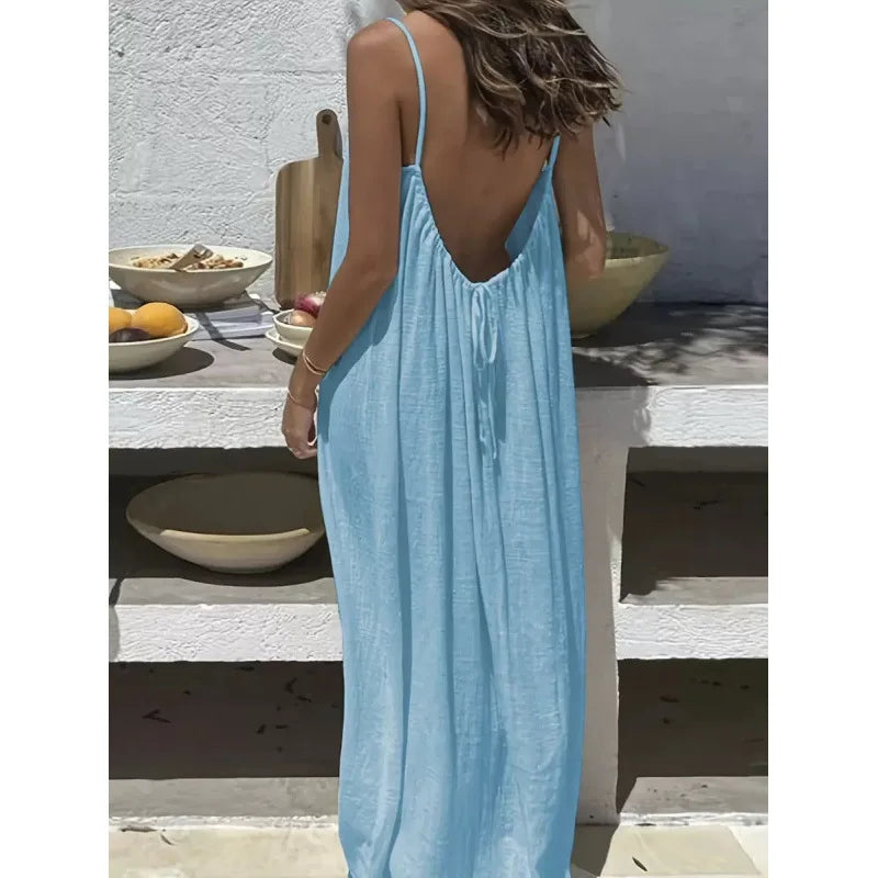 Backless Long Loose Maxi Dress