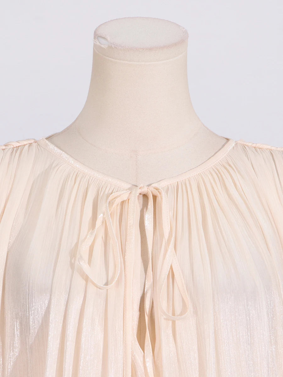 V-Neck Lace-Up Tunic Dress