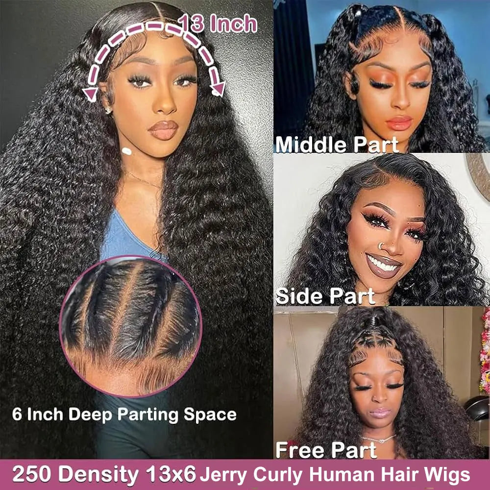 HD Transparent Jerry Curly Lace Front Human Hair Wig
