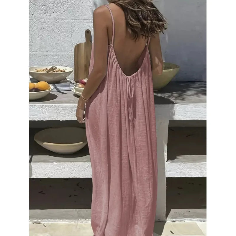 Backless Long Loose Maxi Dress