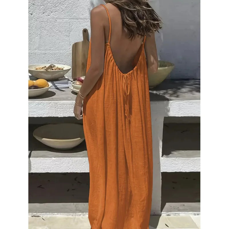 Backless Long Loose Maxi Dress