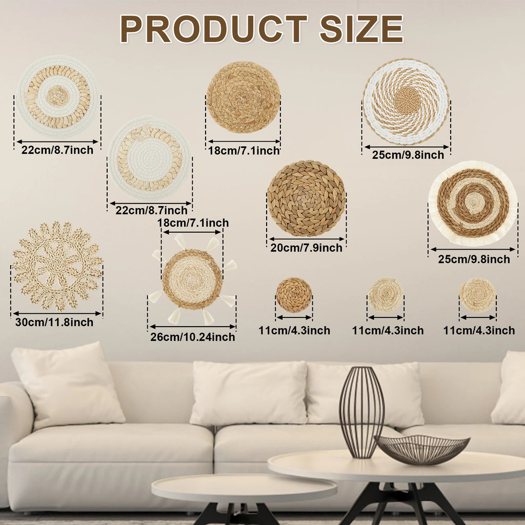 11-Piece Woven Rattan Wall Basket Decor Set