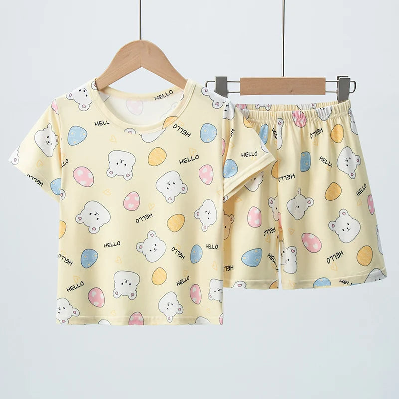 Kids' Character Print Short-Sleeve & Shorts Set – 14 Designs