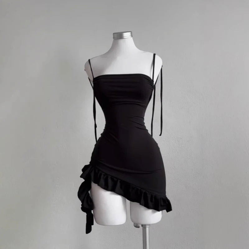Sleeveless Backless Lace-Up Bodycon Mini Club Dress