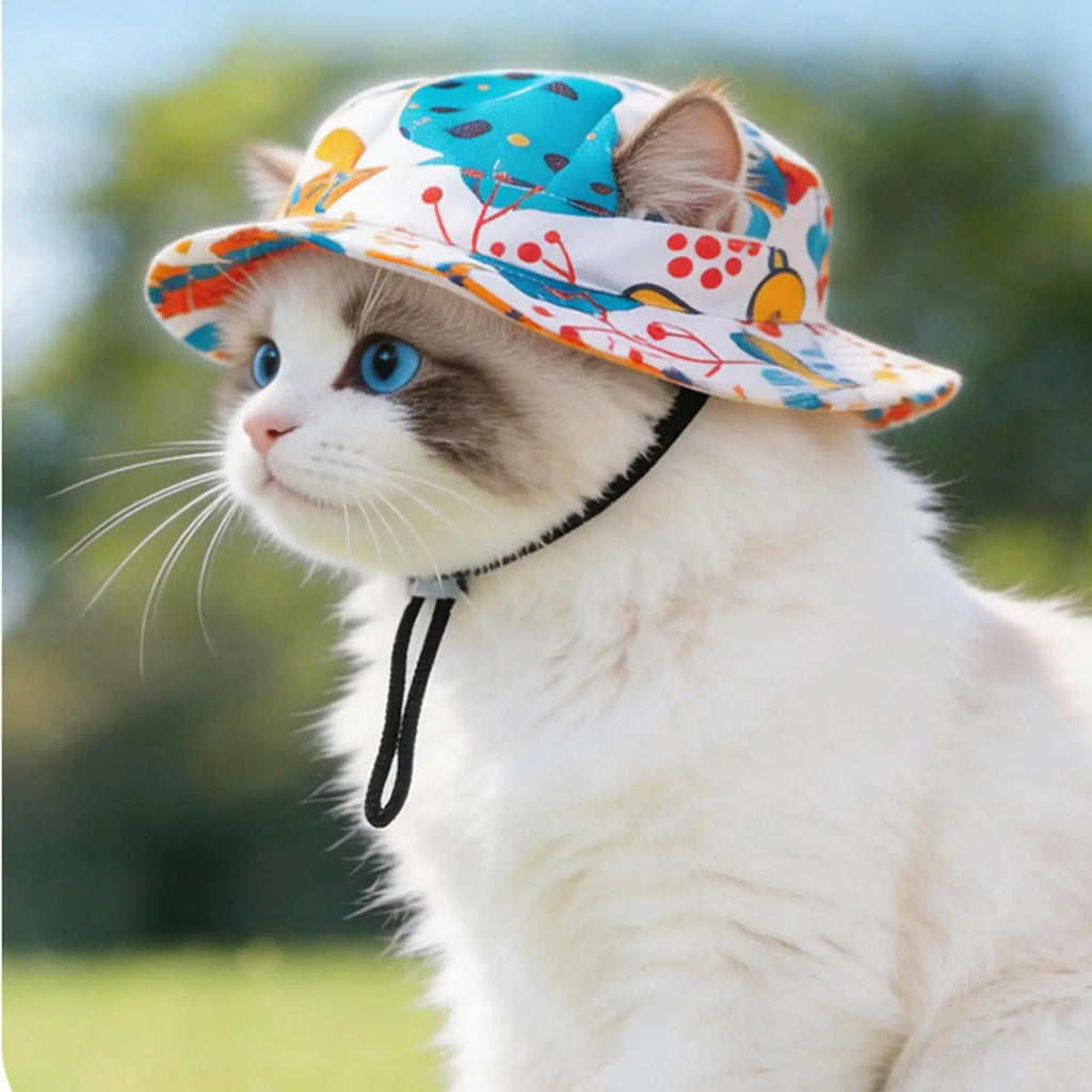 Adjustable Pet Sun Hat – UV Protection Fisherman Hat for Cats & Dogs