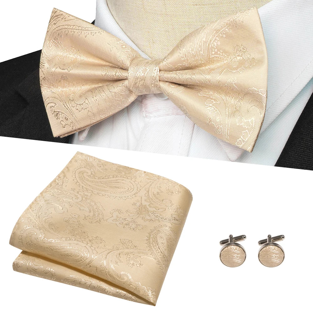 EASTEPIC New Fashion Blue Green Paisley Bow Tie Set for Men Soft Hanky Quality Cufflink Men's Accessory Wedding Present