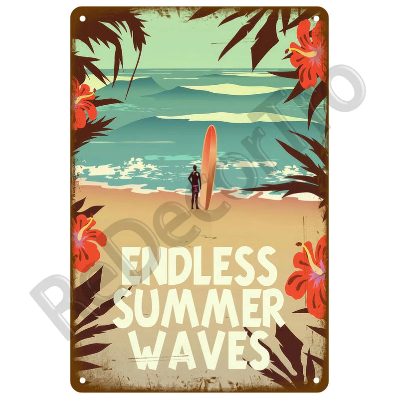 Metal Beach Bar Surf Club Tin Sign – Summer Wall Art