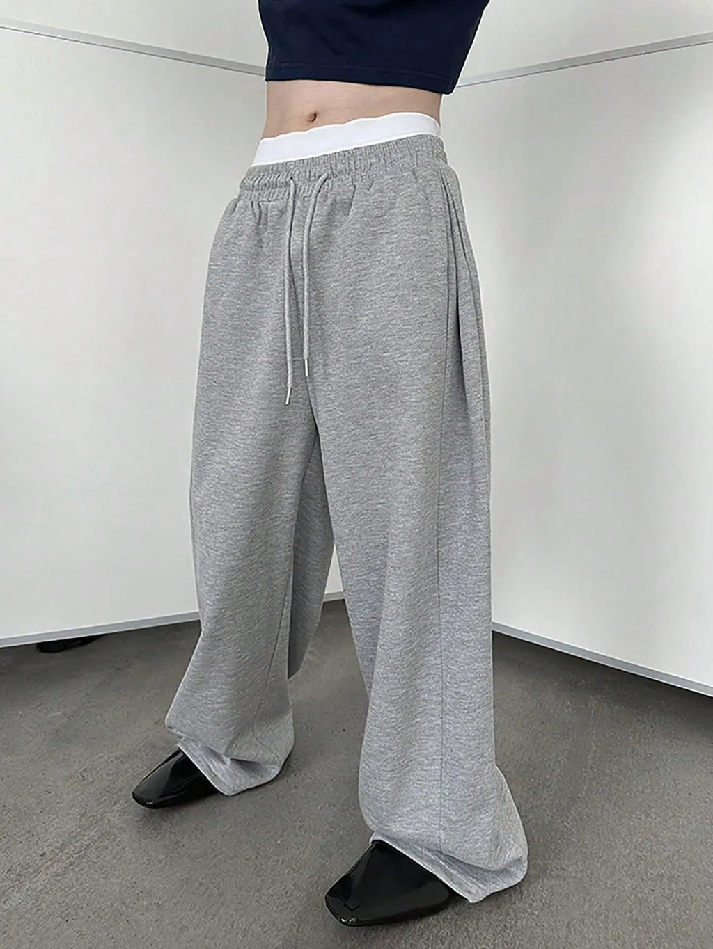 2025 men's wide leg sweatpants, European and American men's and women's sweatpants, waist drawstring straight leg loose casual s