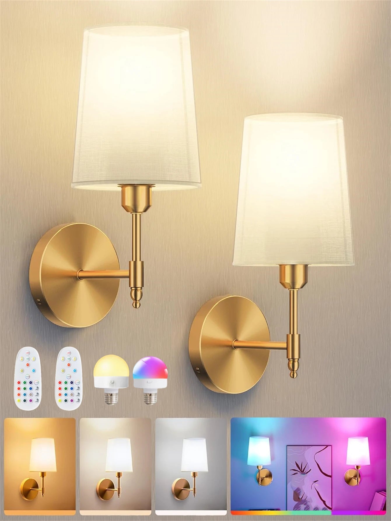 Battery-Operated Wireless Wall Sconce | 15 RGB Colors