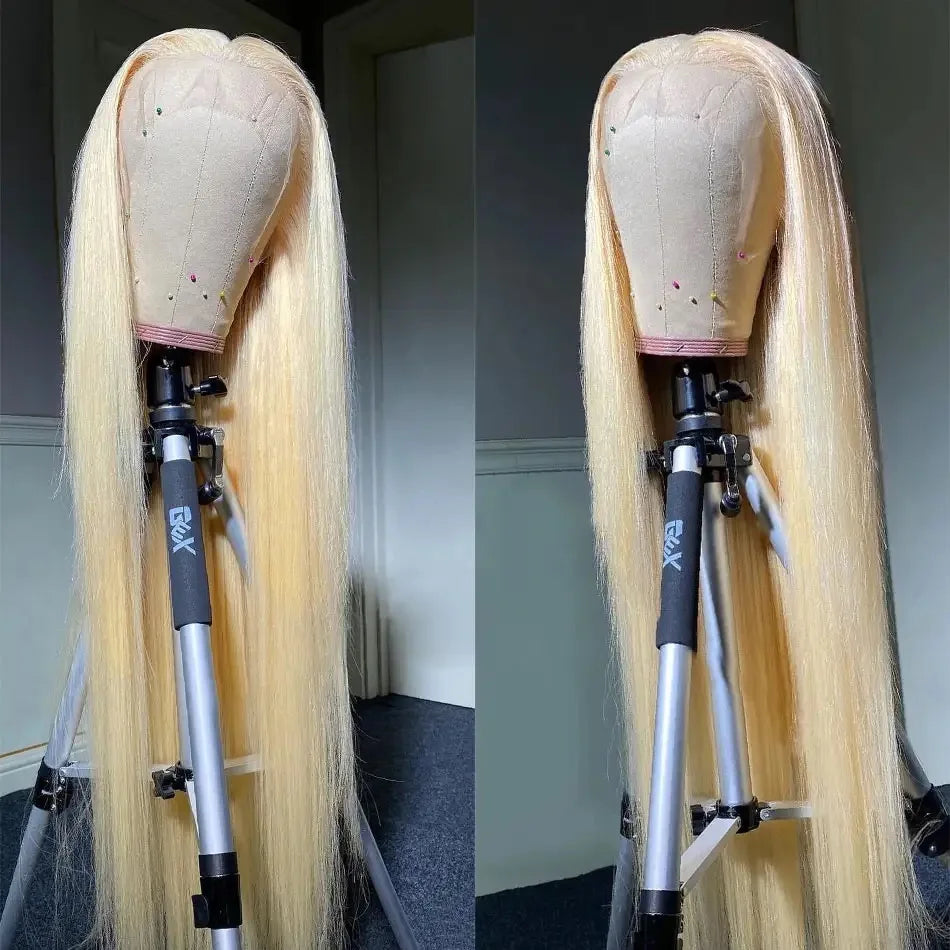 613 Honey Blonde Color Synthetic 13X4 Lace Front Wig For Black Women Straight Preplucked Bleach Knots Soft Cosplay Daily Party