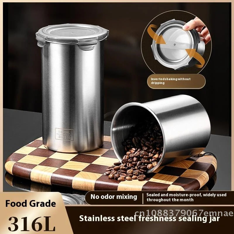 Airtight Stainless Steel Storage Jars Set – 3 Sizes