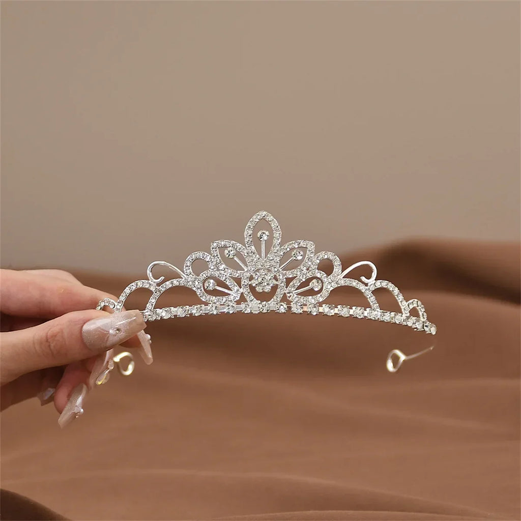 Mini Crowns Hair Comb Crystal Bridal Tiaras For Girls Rhinestone Pearl Wedding Birthday Party Children's Hair Accessories