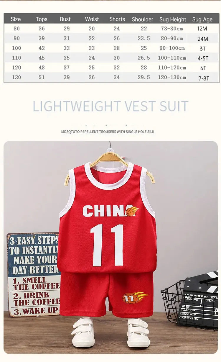 Boys Summer Sport Vest & Shorts Set — Quick-Dry Basketball Tracksuit