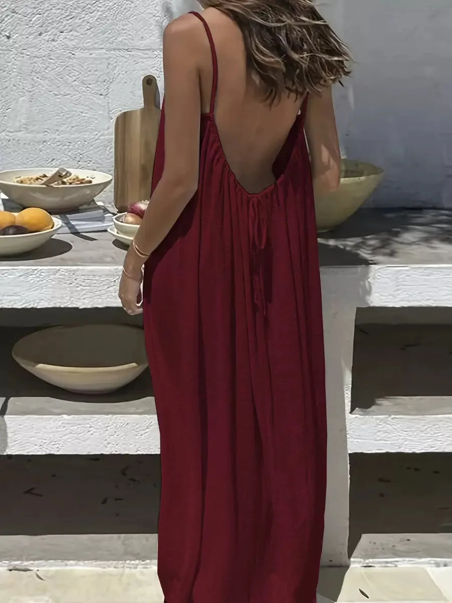 Backless Loose Slip Dress – Breathable Lazy-Style Loungewear
