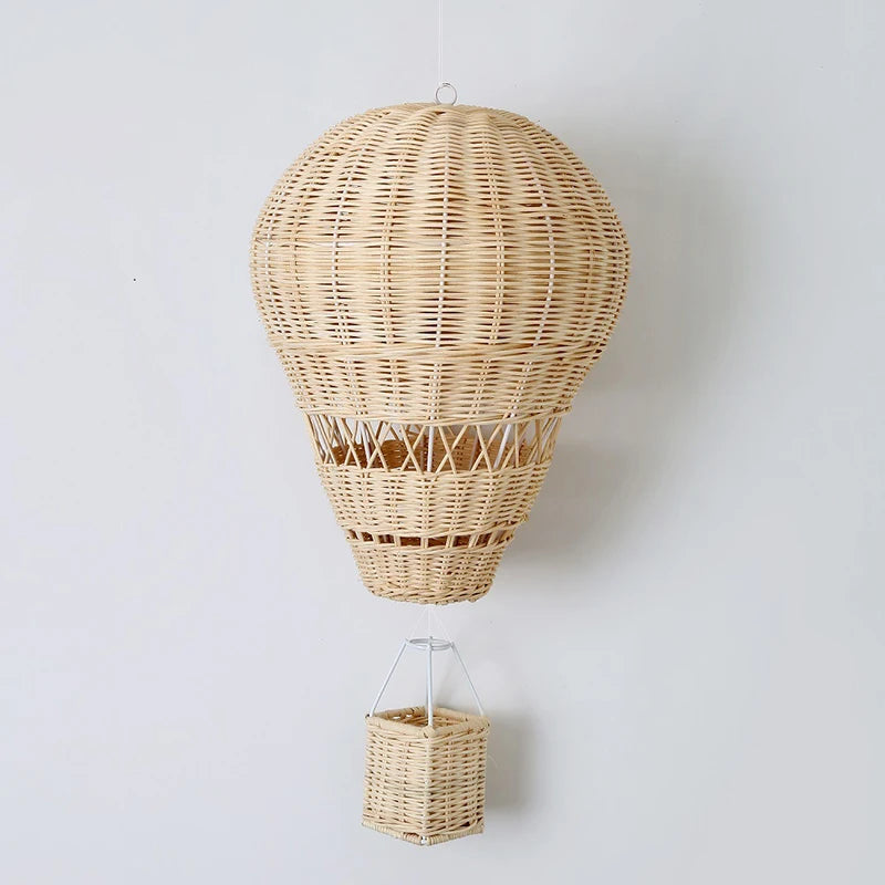 Handwoven Rattan Hot Air Balloon Wall Hanging Decor