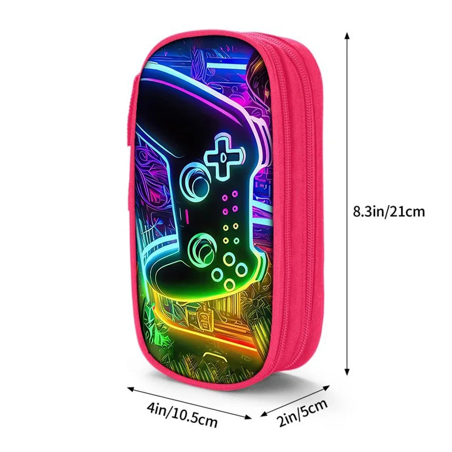 GamePad Multifunctional Double Layered Pen Case for Boy and Girls Best Gifts 2D Cartoon School Supplies Pencil Case for Children