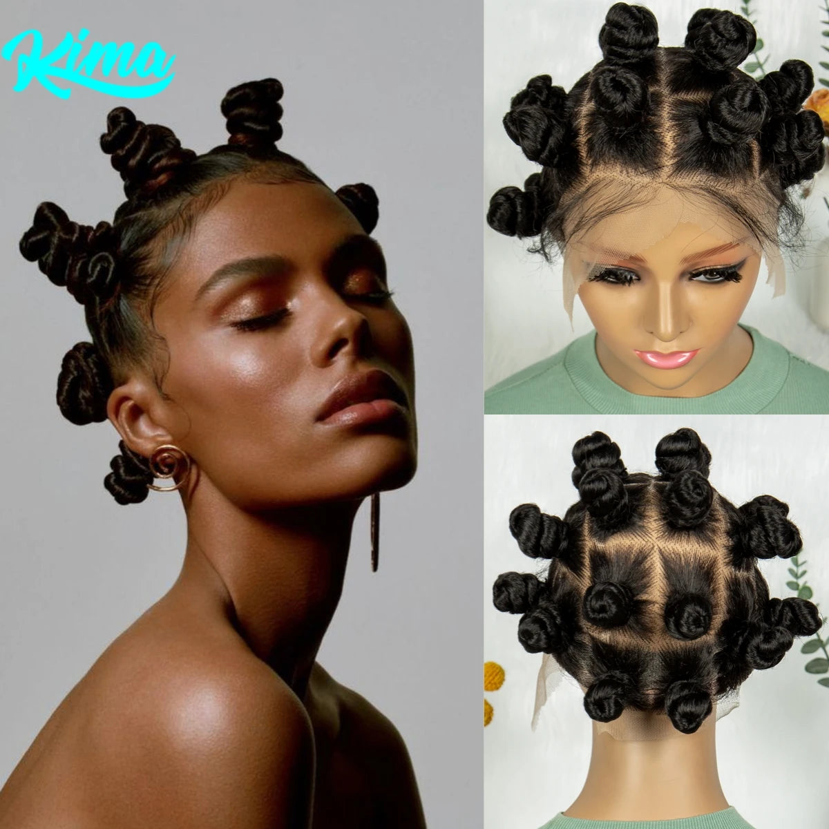 Short Bantu Braided Full-Lace Wig