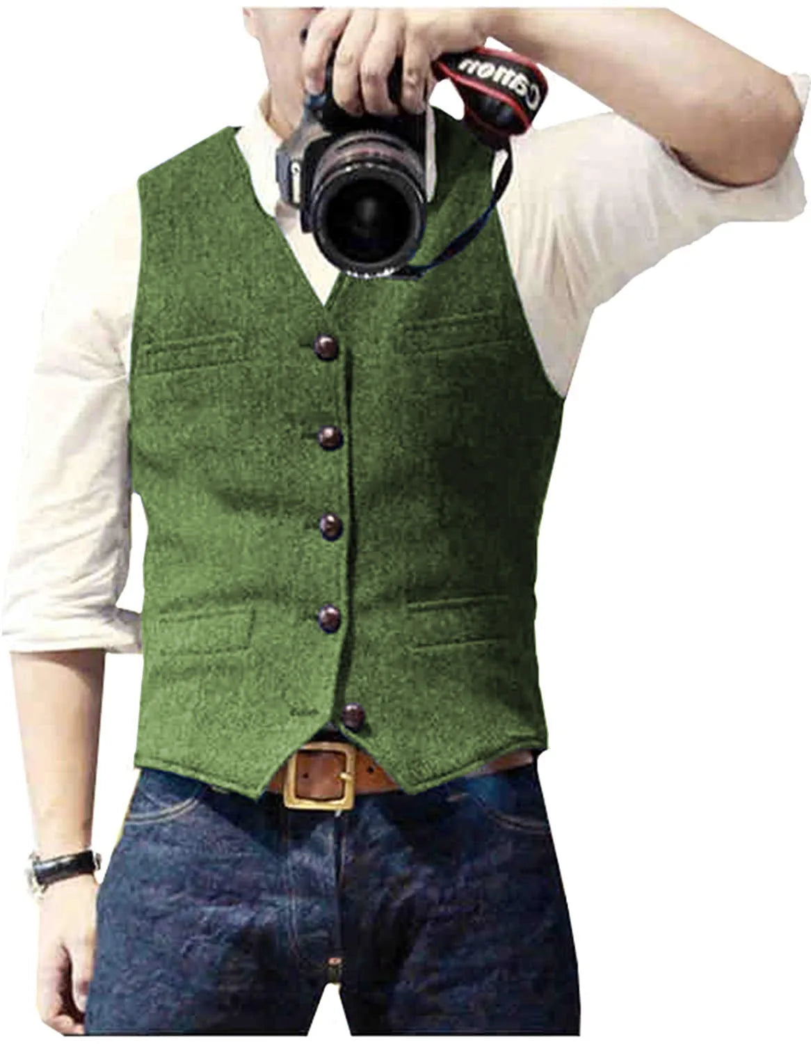 Men's Wool Herringbone Tweed Suit Vest – Formal Waistcoat