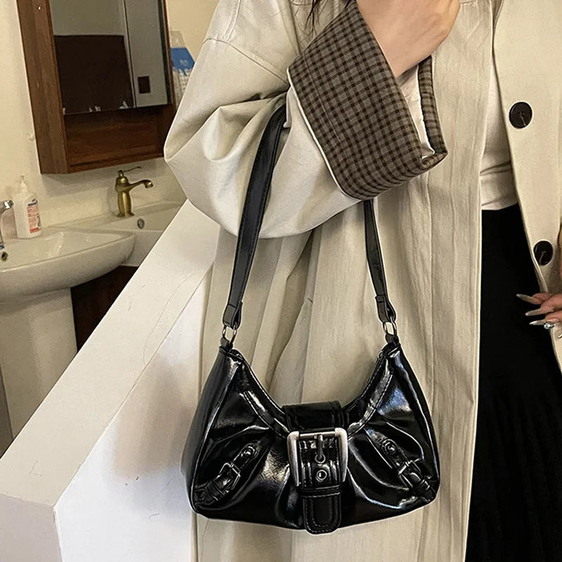 Y2K Retro Pleated Hobo Shoulder Bag for Women Hot Selling Maillard Style Underarm Bag Clutch Handbags for Travel Work Shopping