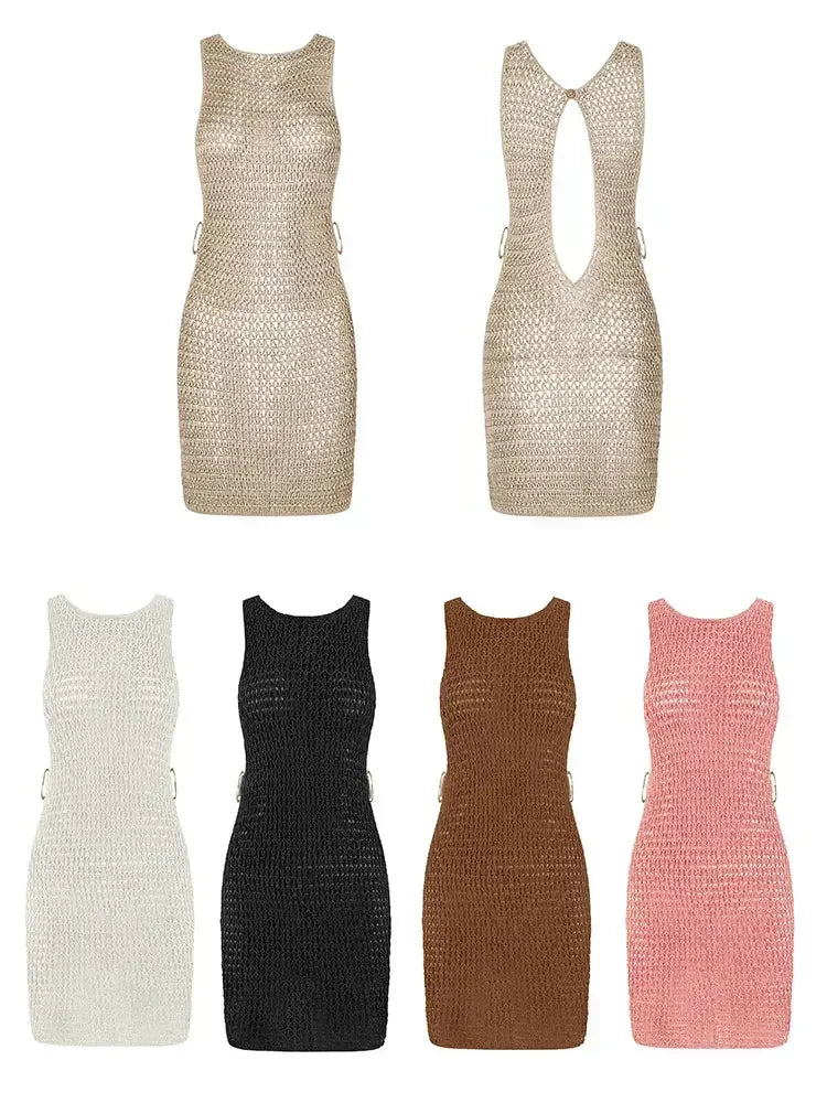 Cut-Out Slim Beach Mini Dress – Vacation Beachwear