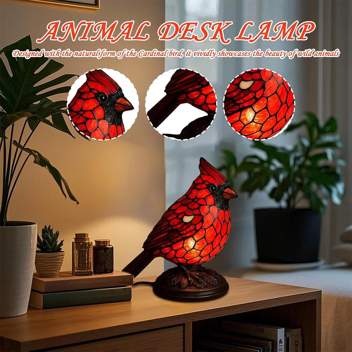 Cardinal USB Bedside Night Lamp – Red Modern Table Light