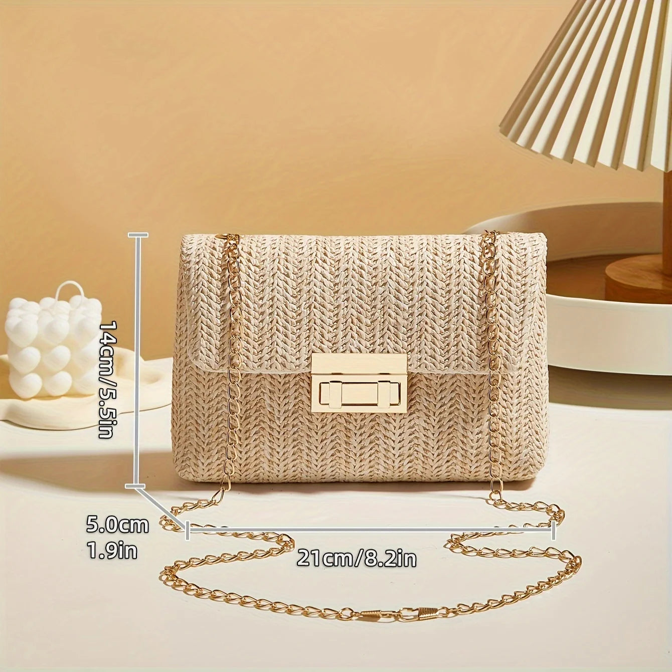 Handwoven Straw Shoulder & Crossbody Bag – Lock Closure, 7 Colors