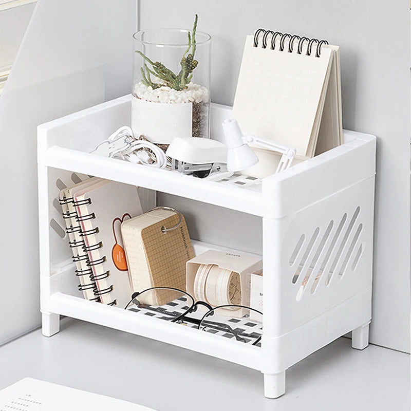 Double-Layer Desktop Storage Rack – Desk & Vanity Organizer