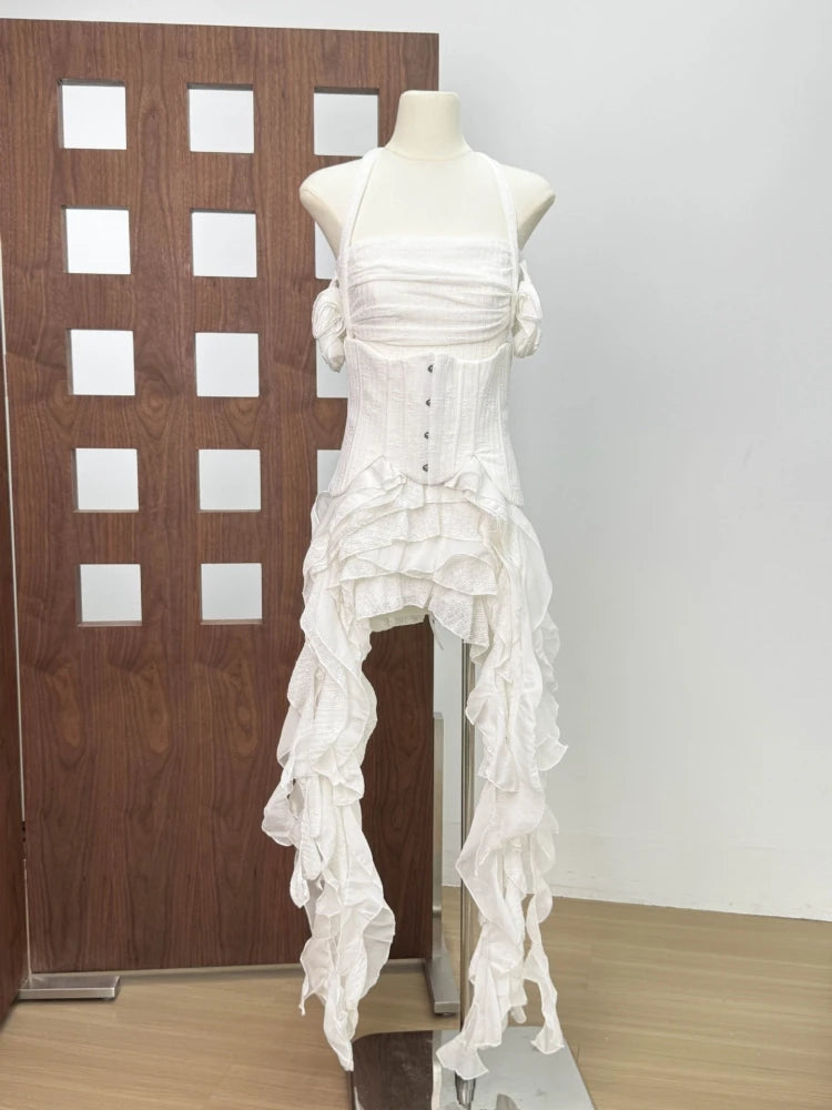 Women's Halter Ruffle Corset Mini Dress