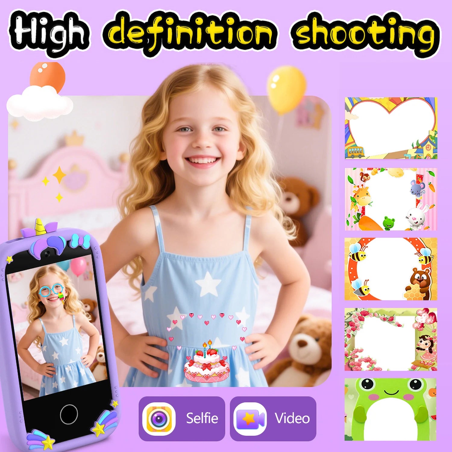 Upgrade Kid Smart Phone Toy 2.8 Inch Touch Video recording Music Player 16 Games Baby Phone for Children Brithday Gifts