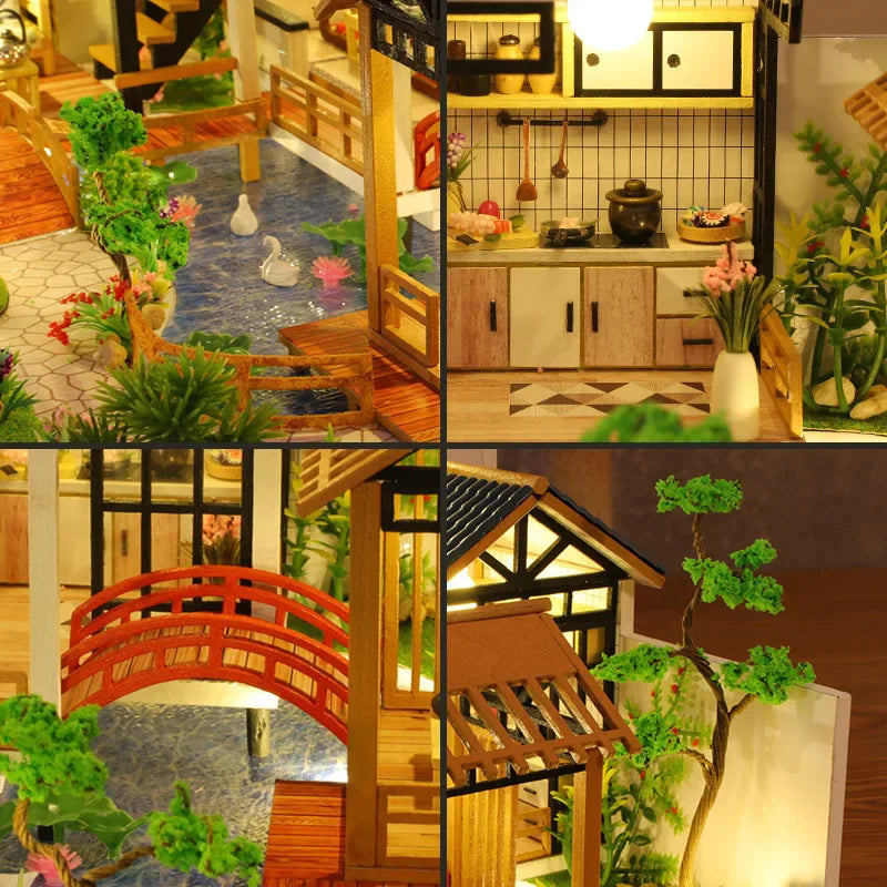 DIY Big Dollhouse Miniature Kit with LED Lights