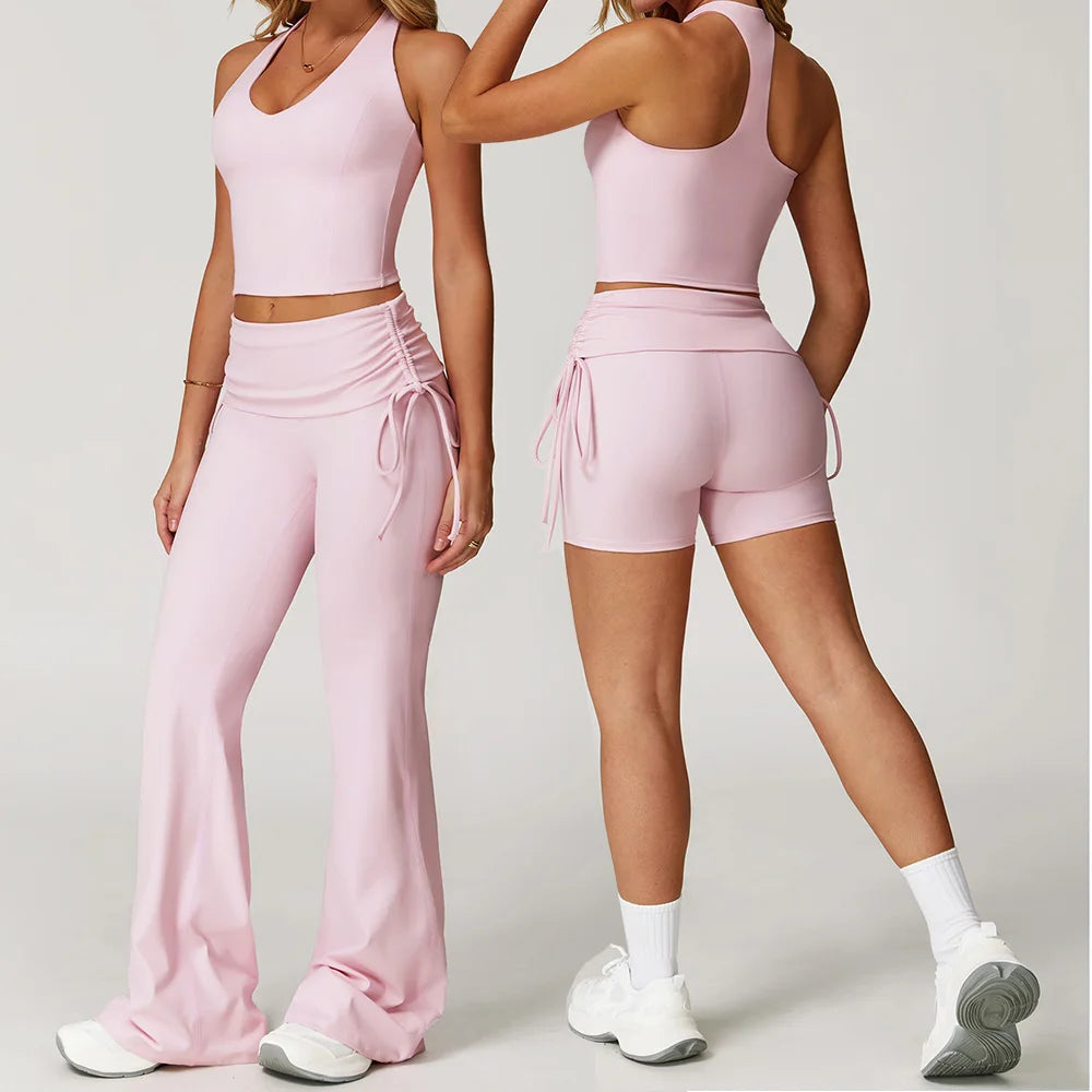 Women Tracksuit Yoga Set 2 Pieces Workout Outfits Fitness Sportswear Gym Clothes High Waist Leggings Sports Bra Athletic Wear