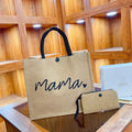2 Pcs Linen Tote Bag Large Capacity Canvas Handbag Shopping Bags Makeup Bag Coin Purse for Wedding Birthday Gift  Beach Vacation