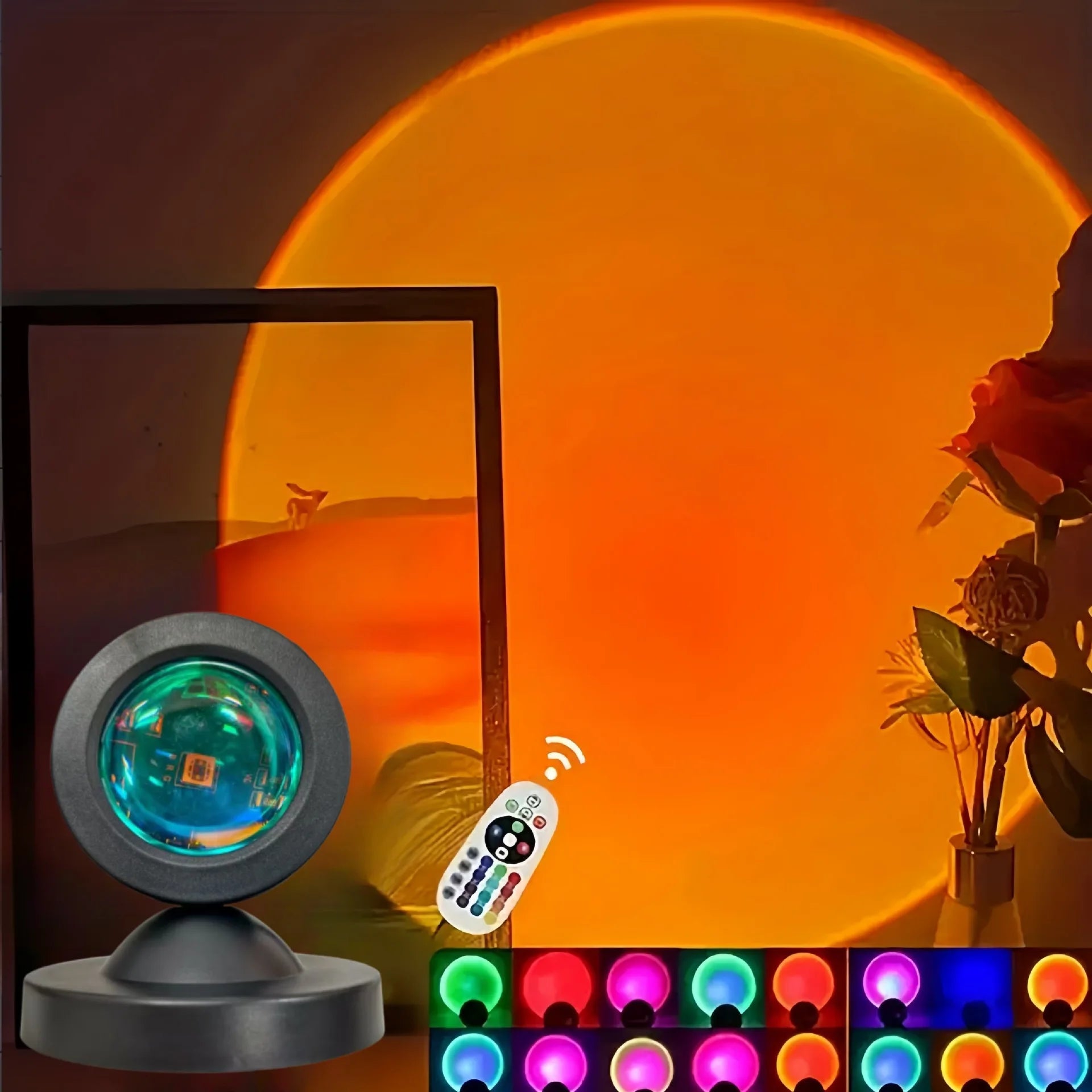 Sunset Projection Night Light – 16 Colors, USB & Remote