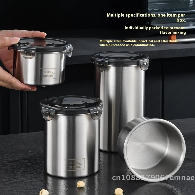 Airtight Stainless Steel Storage Jars Set – 3 Sizes