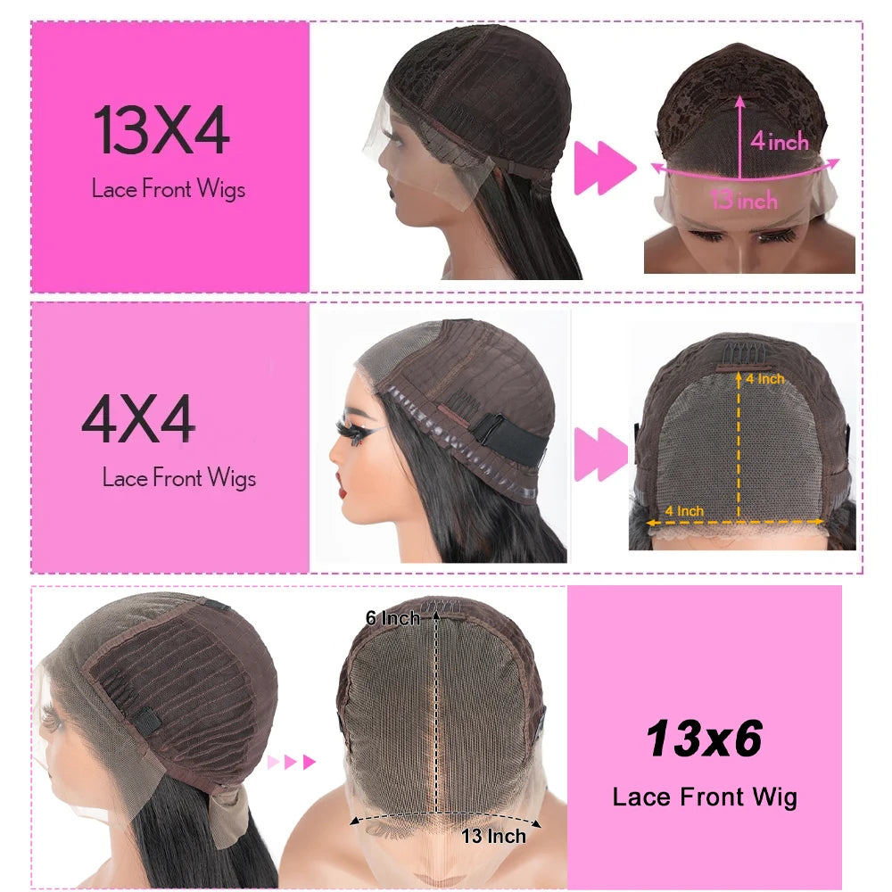 Kinky Yaki Straight 13x6 HD Lace Front Wigs For Women 200% Density Natural Black Yaki Lace Front Wigs For Women Synthetic Wigs