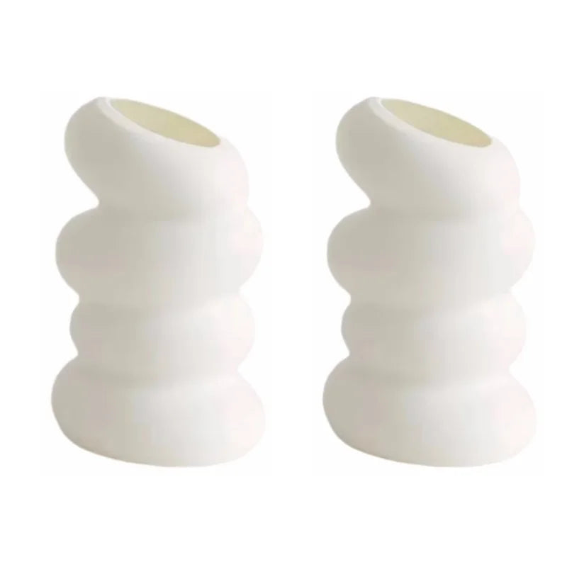 White Spiral Vase – Nordic Aesthetic Table Decor