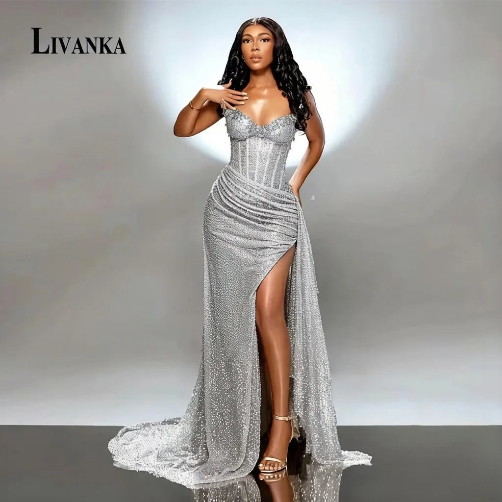Sweetheart Mermaid Evening Gown – Beaded Floor-Length