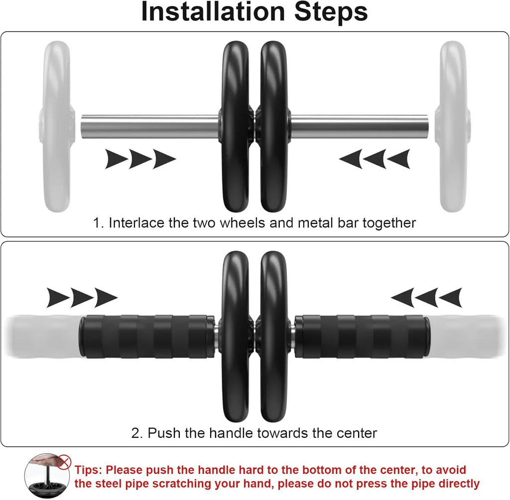 Silent Dual-Wheel Abdominal Roller - Made of Pvc and Stainless Steel, Suitable for Core Strength Training and Fitness Enthusiasts, Abdominal Muscle Roller, Exercise Equipment