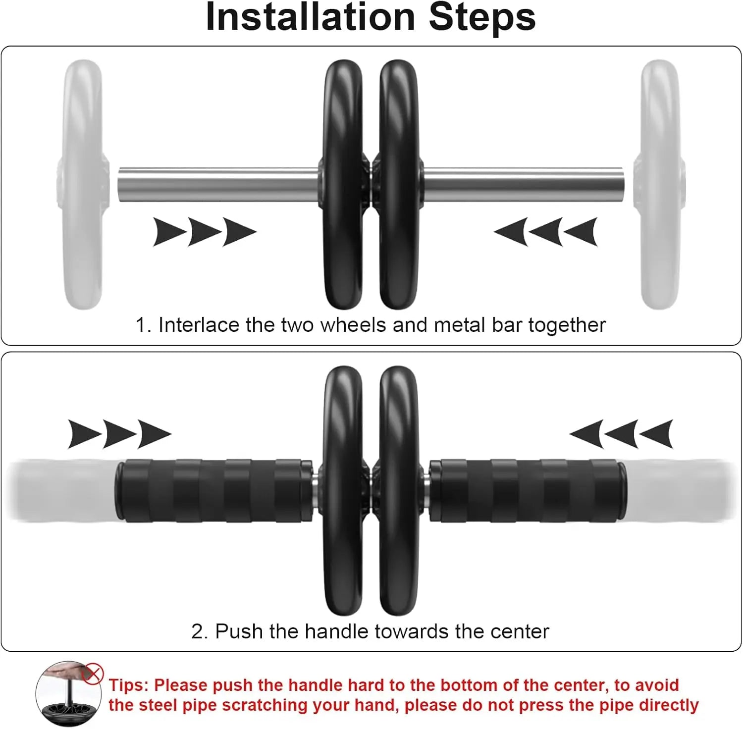Silent Dual-Wheel Abdominal Roller - Made of Pvc and Stainless Steel, Suitable for Core Strength Training and Fitness Enthusiasts, Abdominal Muscle Roller, Exercise Equipment