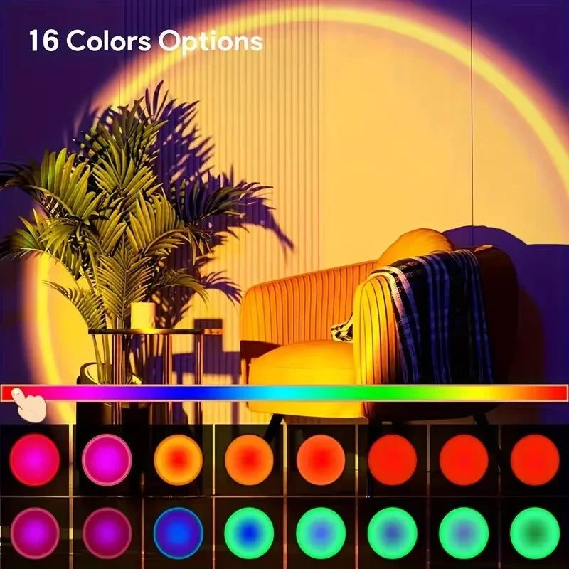 Sunset Projection Night Light – 16 Colors, USB & Remote
