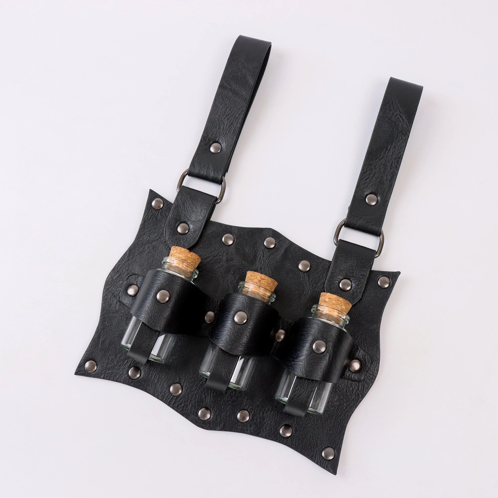 Renaissance Belt Pouch Set with 3 Leather Potion Bottles