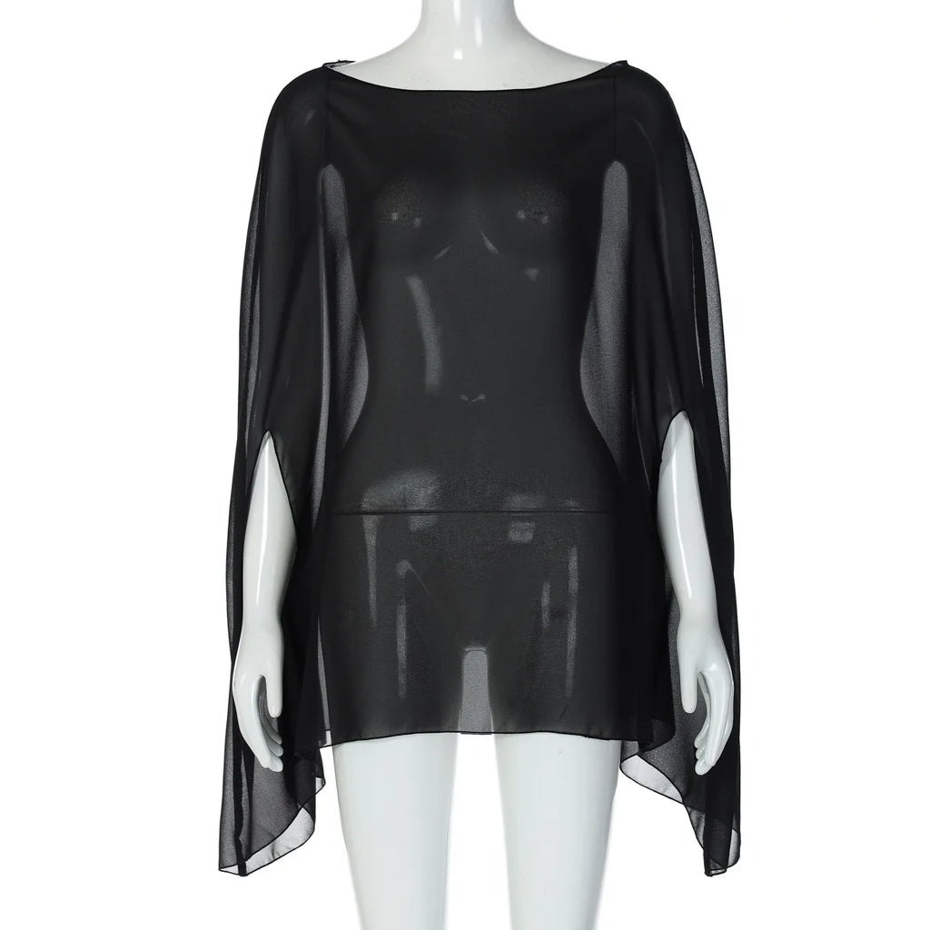 See-Through Chiffon Night Club Cover-Up Blouse