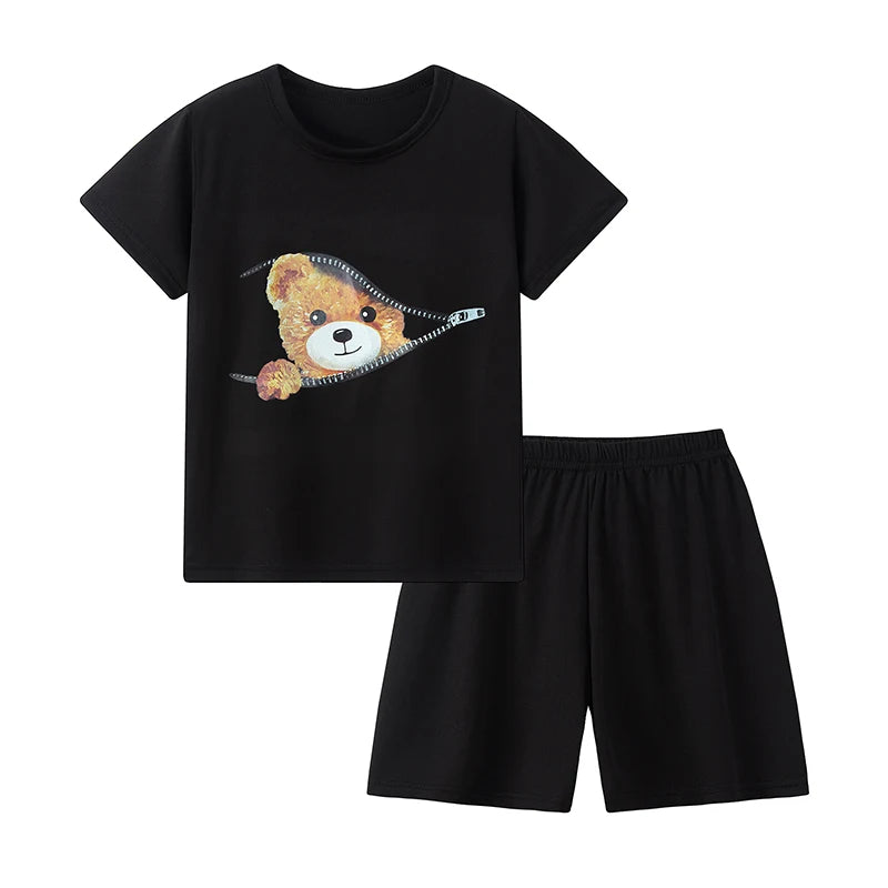 Kids' Character Print Short-Sleeve & Shorts Set – 14 Designs
